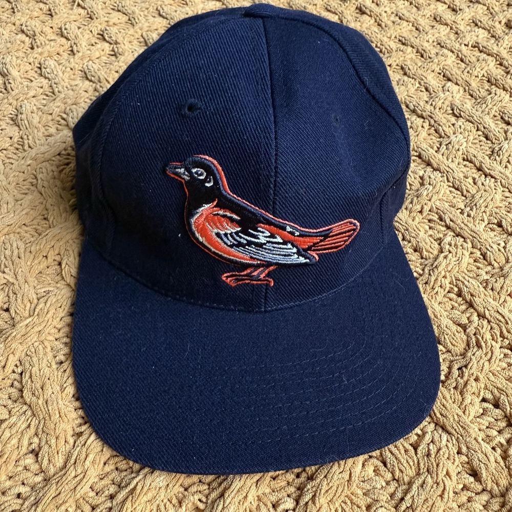 VTG G Gross GCC Cap Baltimore Orioles Black 90s Wool Snapback Hat Baseball Bird